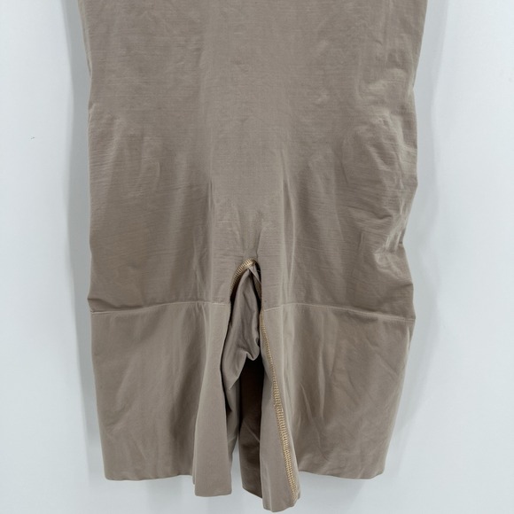 Spanx Bodysuit Open Bust Mid Thigh Shapewear Slimming Thick Straps Tan Size XL - Picture 5 of 9